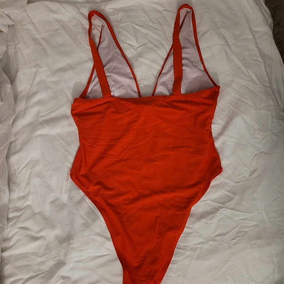 Bright Orange high cut one piece - Picture 2 of 3